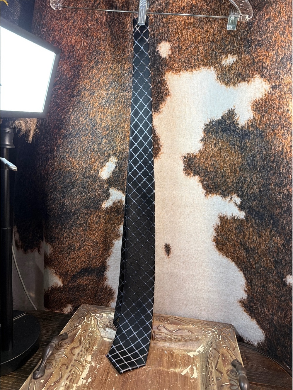 Donald J. Trump Signature Collection Black and Silver Checkered Tie